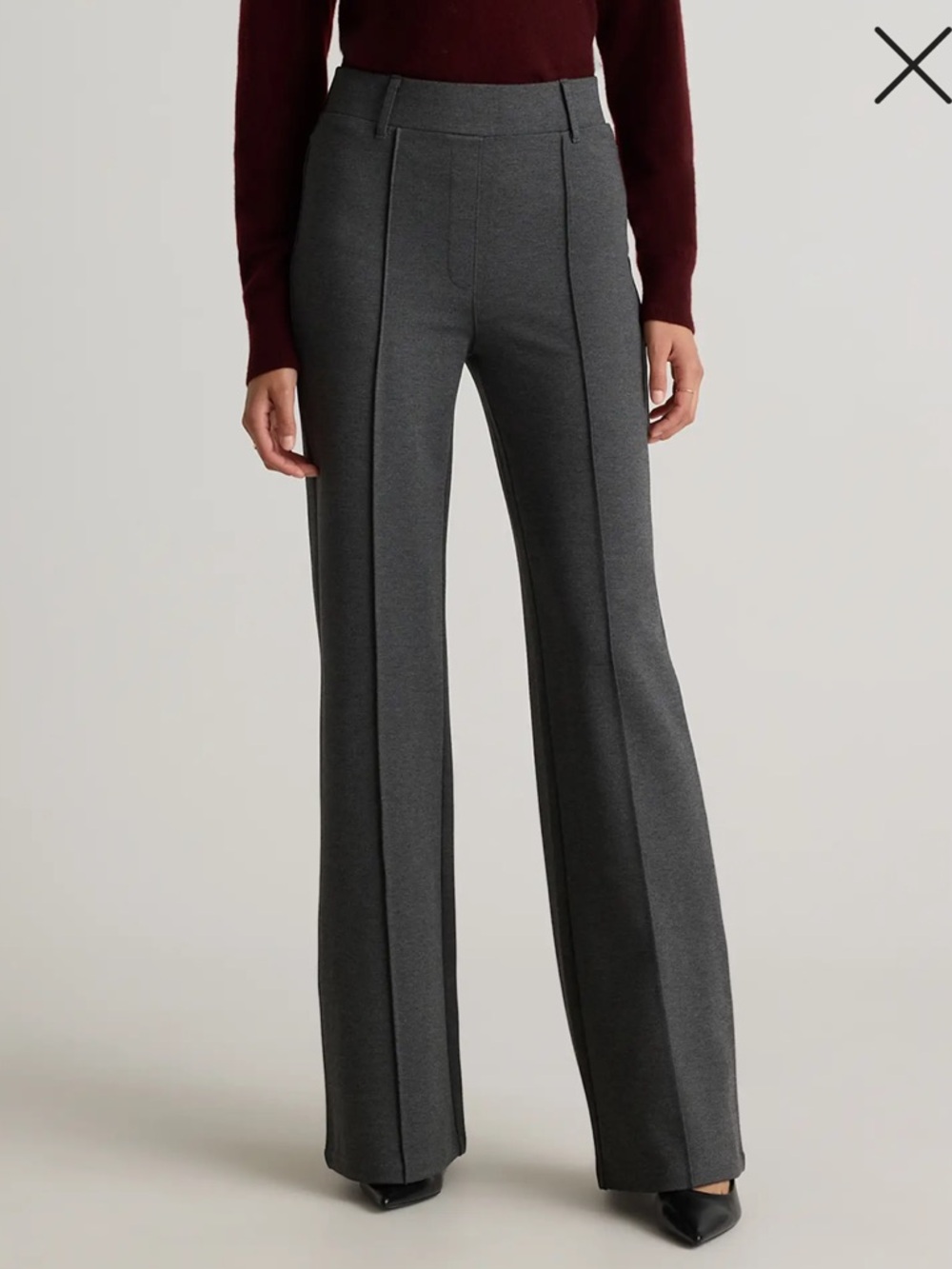 Quince Ultra-Stretch Ponte Flare Leg Women's Gray Tailored Pants in Charcoal